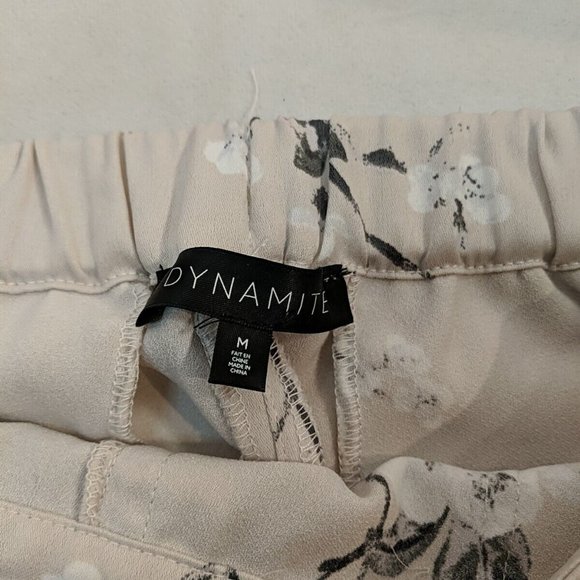 Dynamite Cream Floral Pants Pockets Elastic Waistband Womens Medium M Flowers - Picture 9 of 11